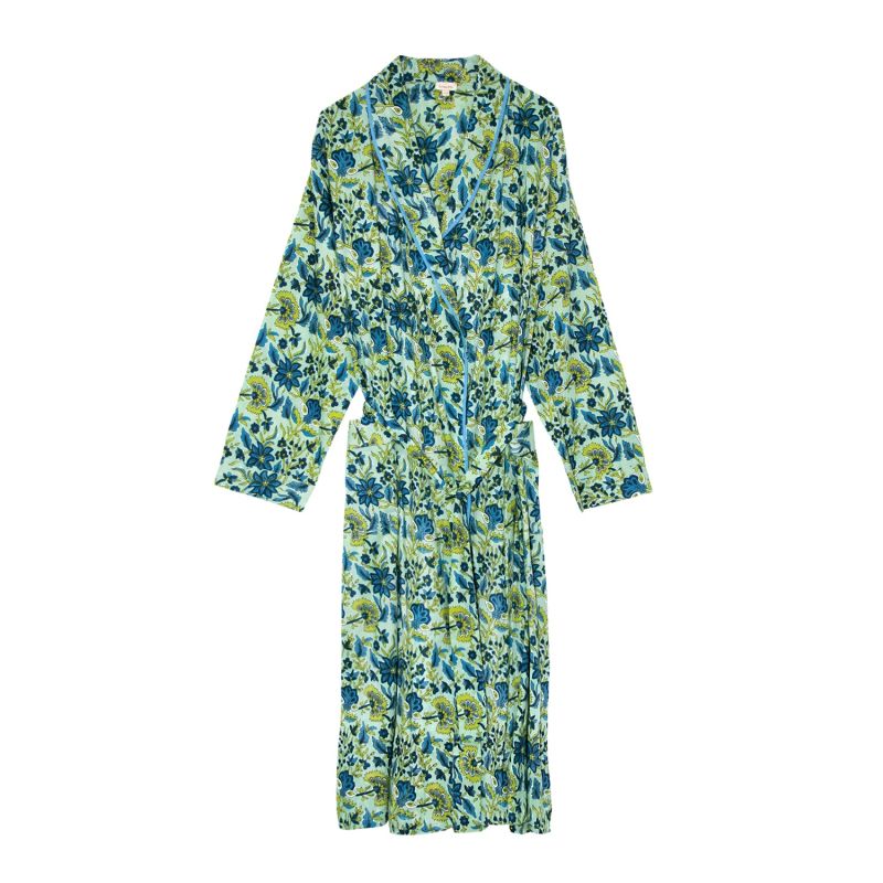 Ladies Indian Cotton Robe - Lime Patchouli image