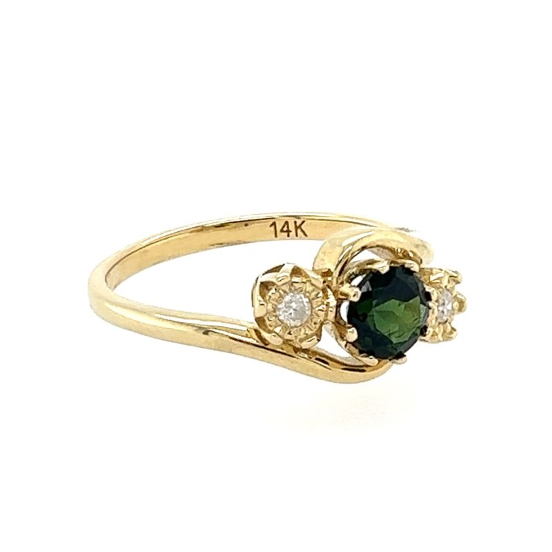 Laila | Gold Green Tourmaline & Diamond Ring image