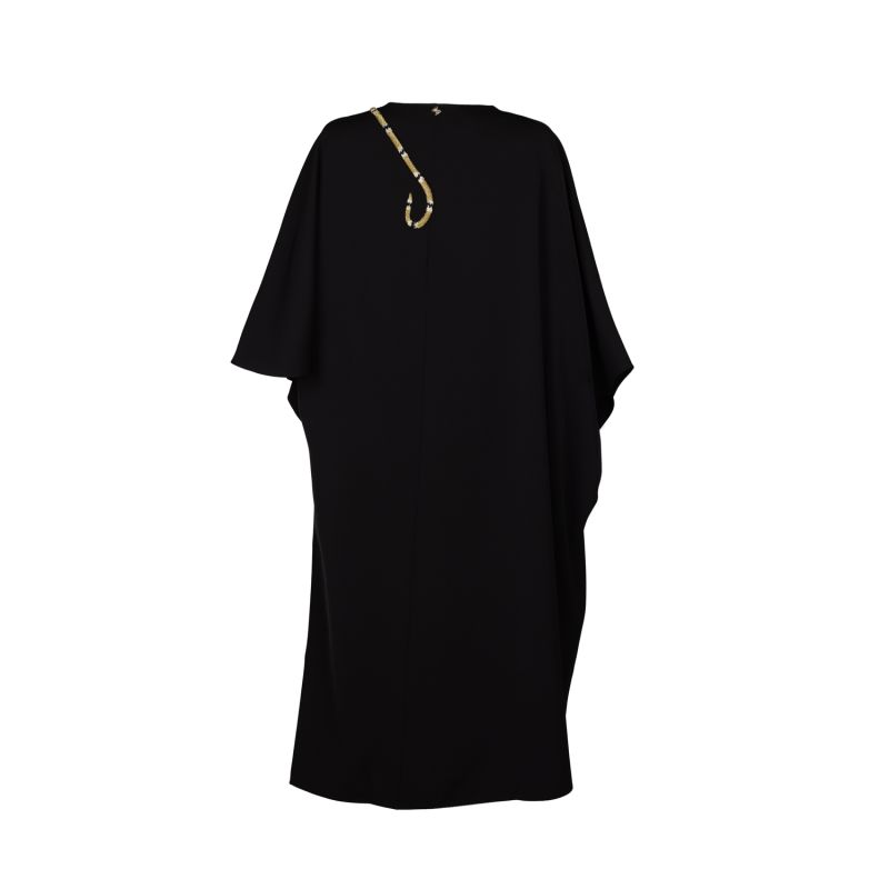 Laines Couture Asymmetric Blouse Cape With Embellished Black & Gold Wrap Snake image