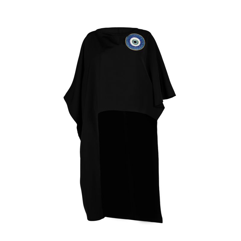 Laines Couture Asymmetric Blouse Cape With Embellished Evil Eye image