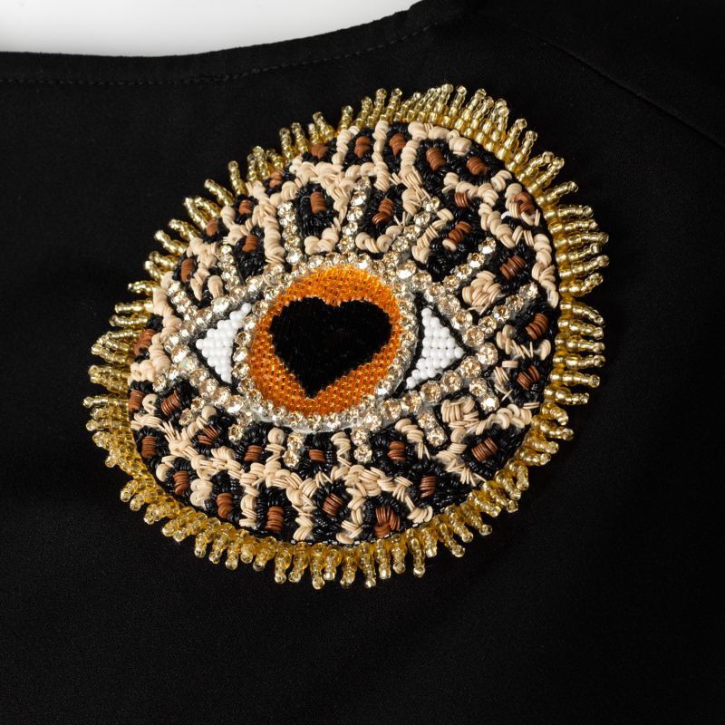 Laines Couture Asymmetric Blouse Cape With Embellished Leopard Heart Eye image