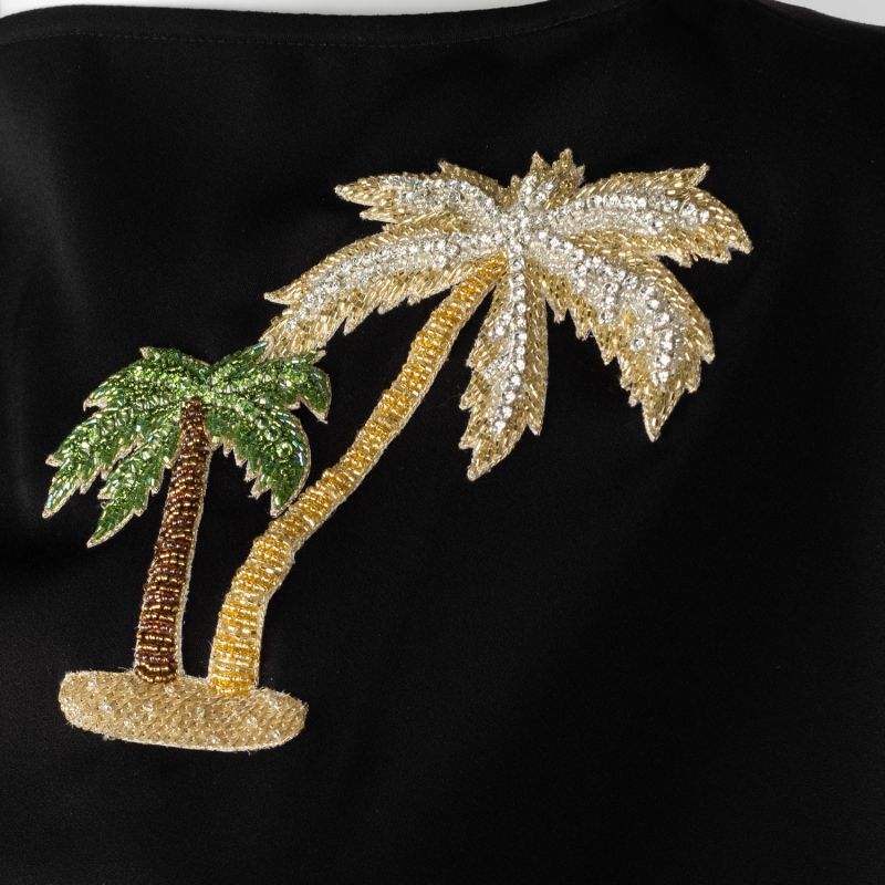 Laines Couture Asymmetric Blouse Cape With Embellished Palm Tree image