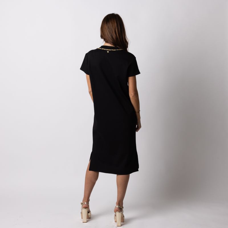 Laines Couture T-Shirt Dress With Embellished Black & Gold Wrap Around Snake image