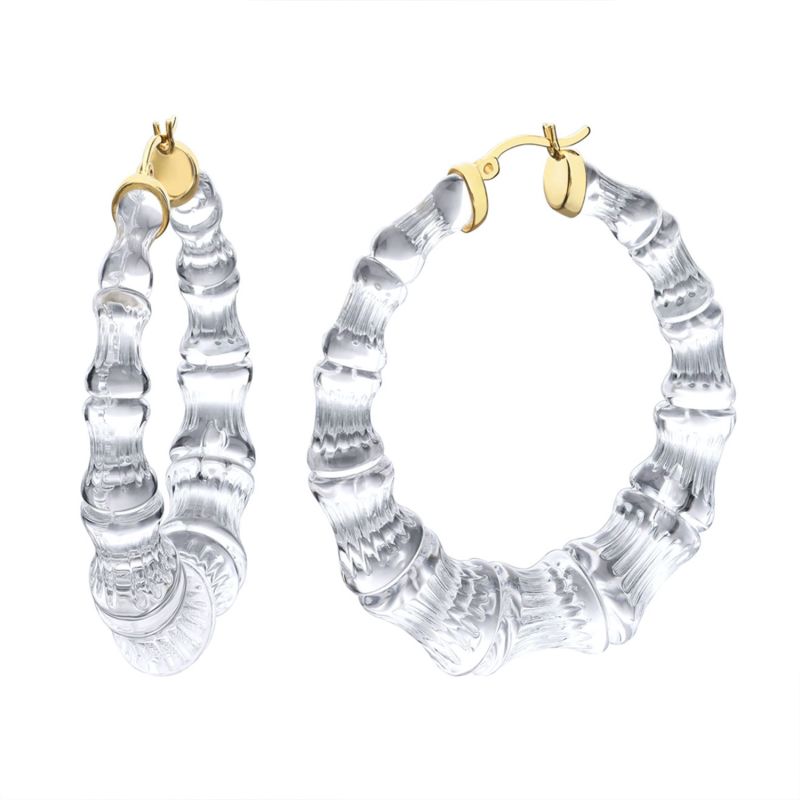 Bamboo Hoop Earrings In Clear image