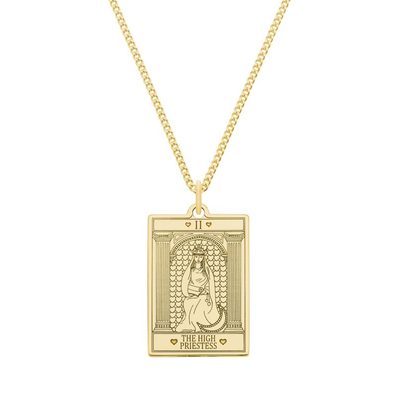 Medium 9ct 375 Gold “High Priestess” Tarot Card Necklace image