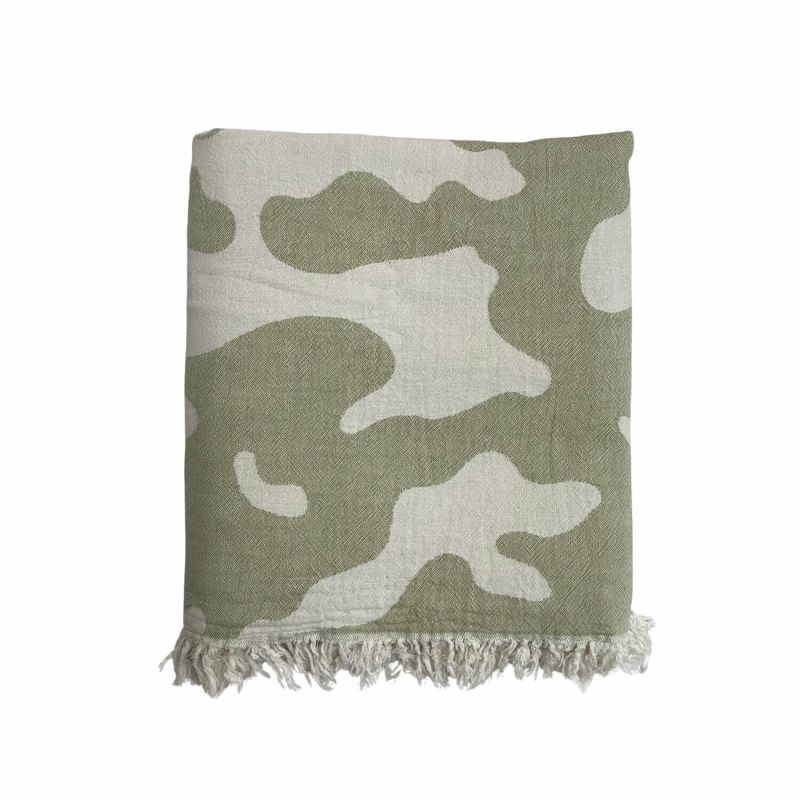 Large Camo Hammam Towel - Olive / Ecru image