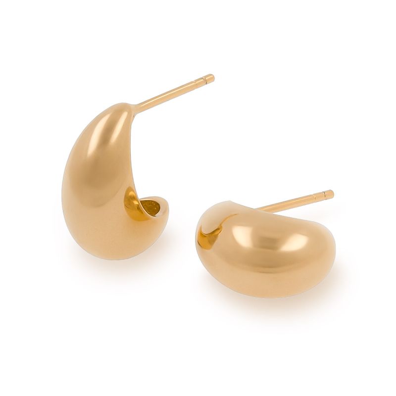 Large Gold Dome Droplet Earrings image