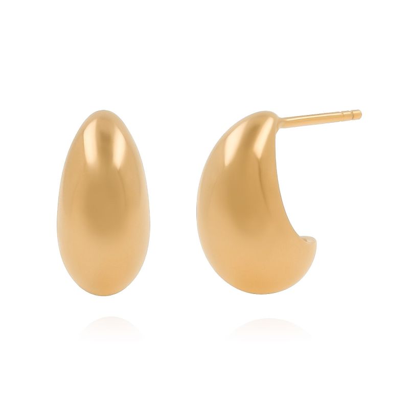 Large Gold Dome Droplet Earrings image