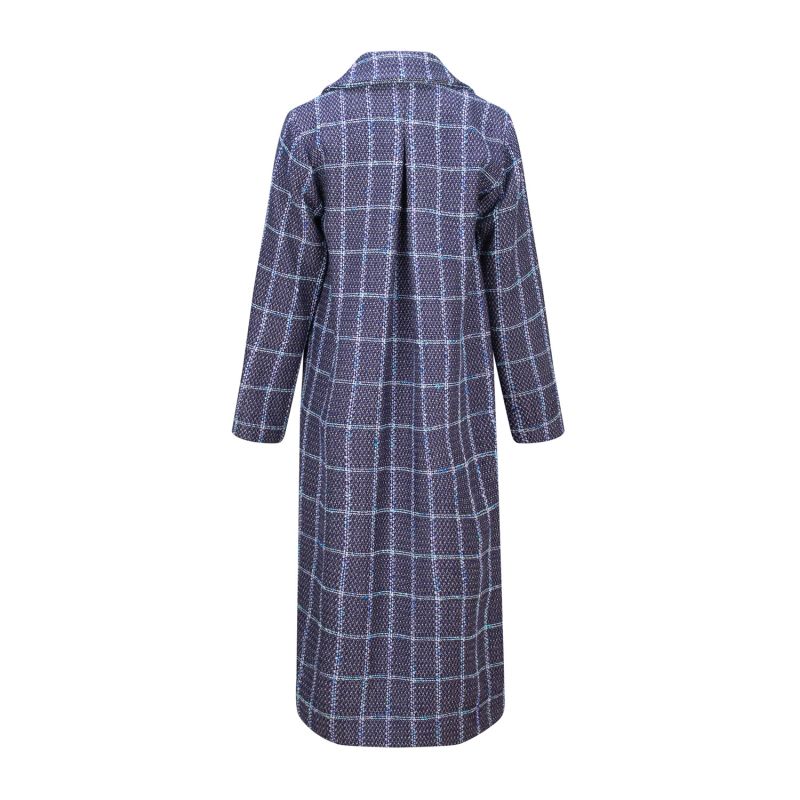 Lavender Check Oversized Long Wool Coat image