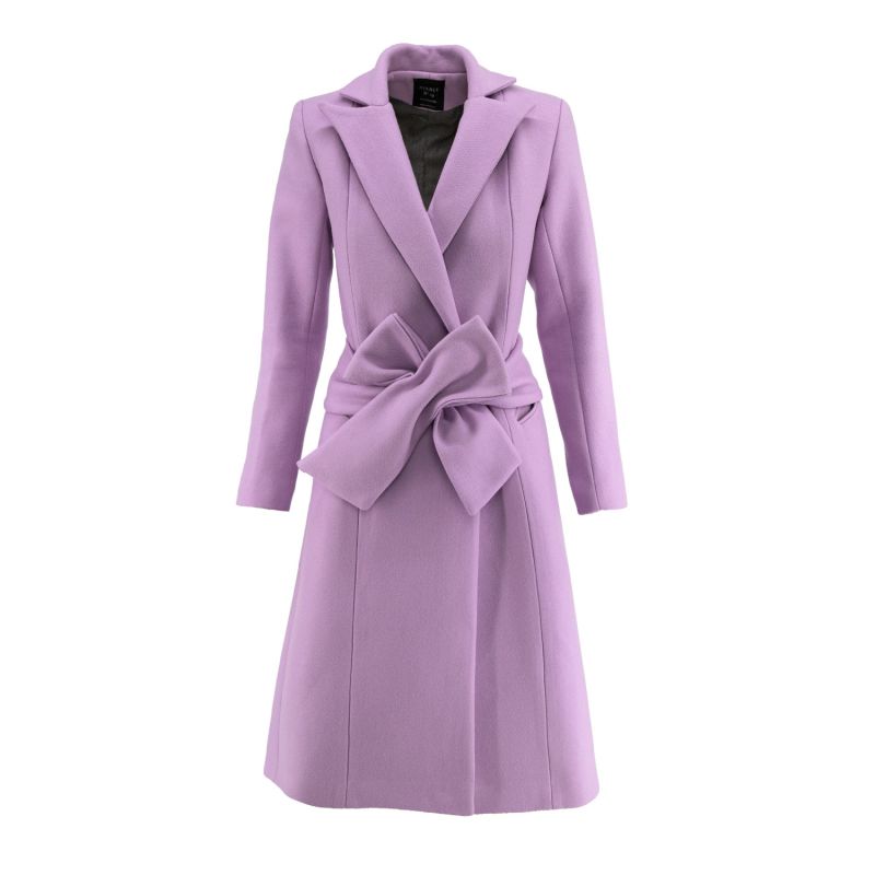 Lavender Midi Length Wool Coat With Bow | AVENUE No.29 | Wolf & Badger