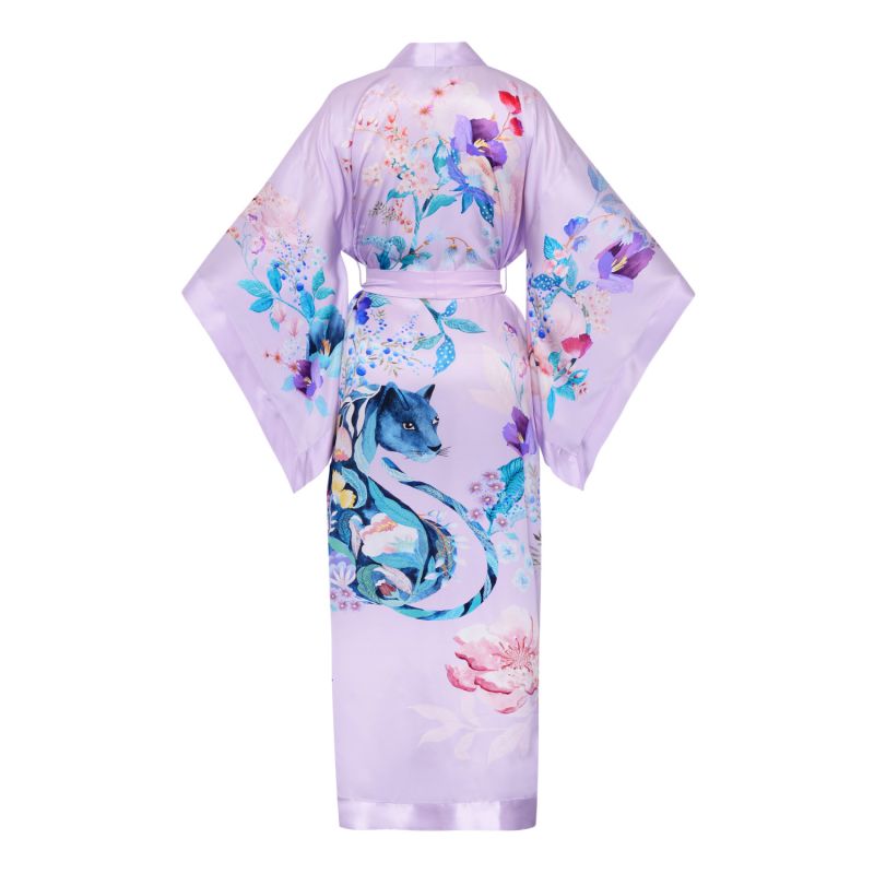 Lavender Silk Satin Kimono Meng Wolf & Badger