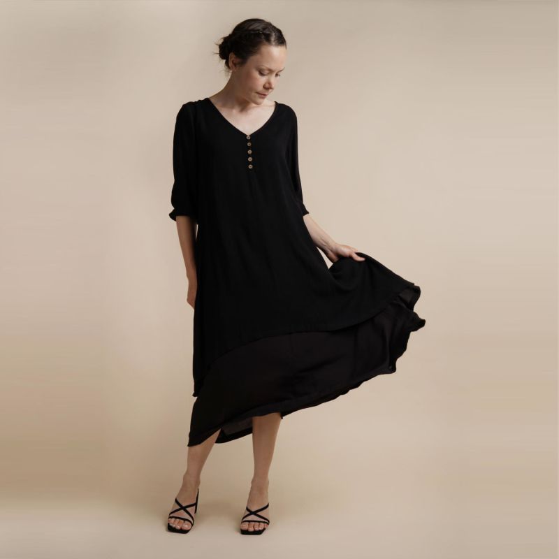 Layered Dress Chelsea Lagenlook Easy Wear Dress In Black image