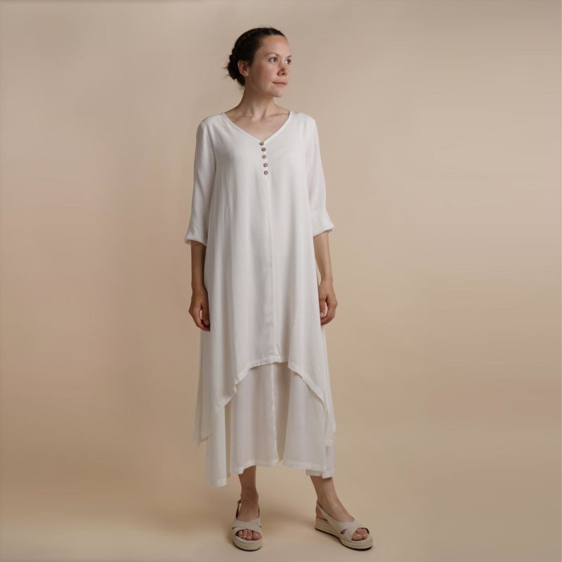 Layered Dress Chelsea White Floaty Comfortable Feminine Dress image