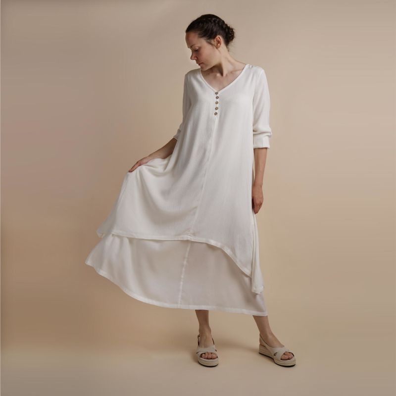 Layered Dress Chelsea White Floaty Comfortable Feminine Dress image