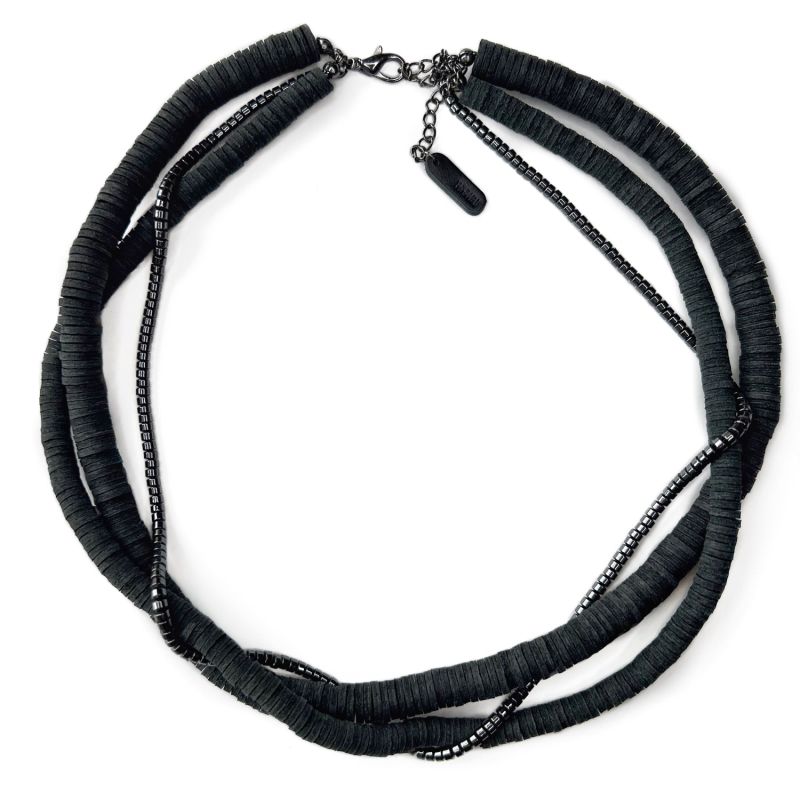 Layered Leather Hematite Necklace image