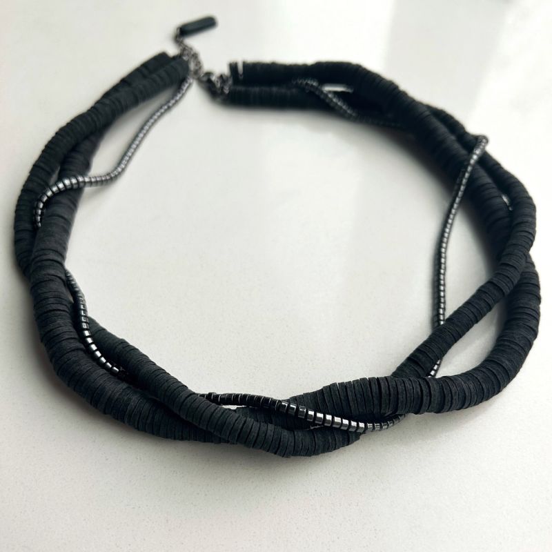 Layered Leather Hematite Necklace image