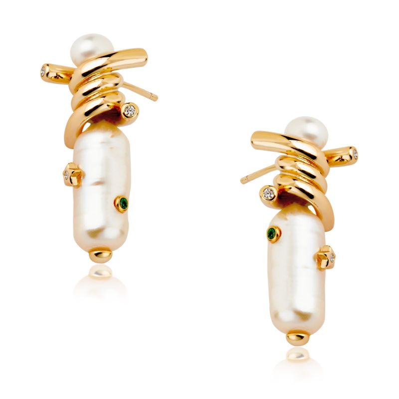 Layla 18ct Gold-plated Pearl Earrings image