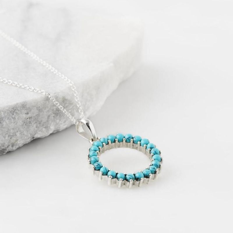 Halo Radiance Large Silver Necklace - Turquoise image