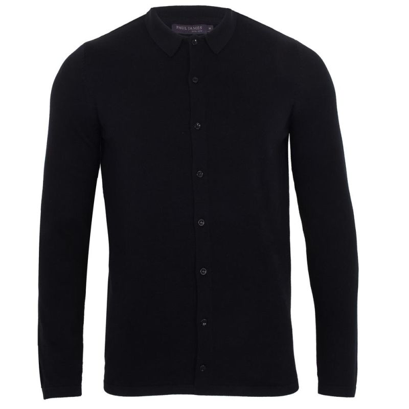 Mens Cotton Arthur Knitted Shirt - Black image