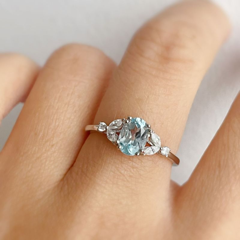 Stellar Aquamarine Ring White Gold Vermeil image