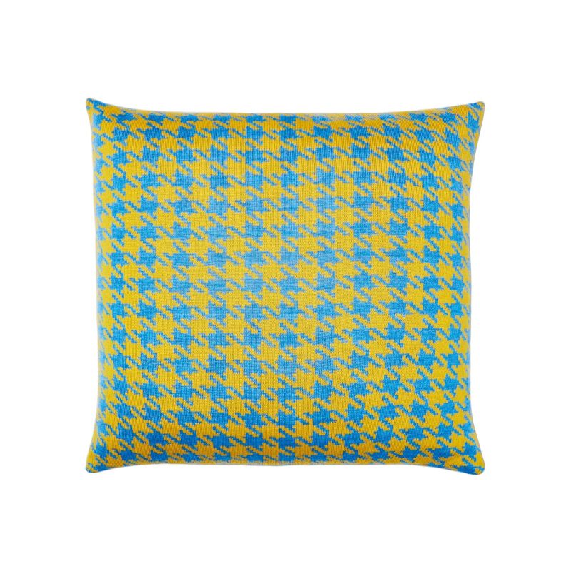 Houndstooth Merino Cushion Yellow & Blue image
