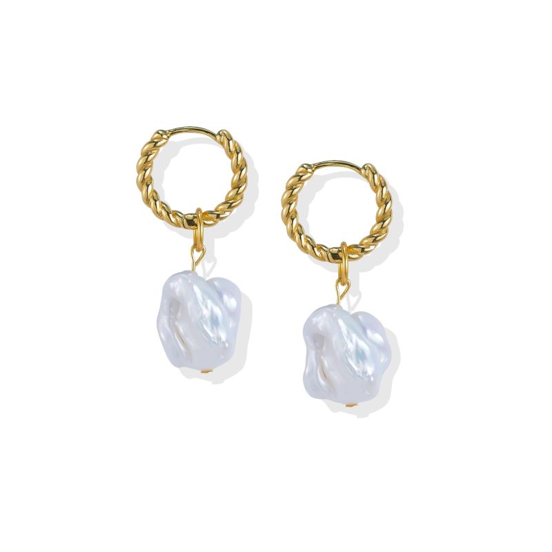 Ilana Hoop Pearl Earrings - 18K Gold Vermeil image