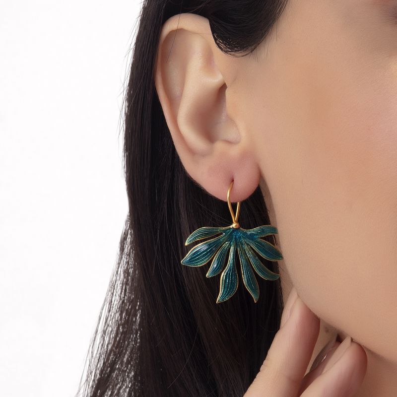 Leaf Earrings - Turquoise Blue image