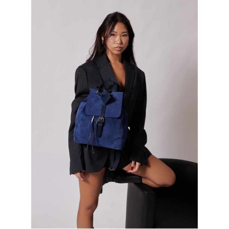 Leather Backpack Blue Venice Collection image