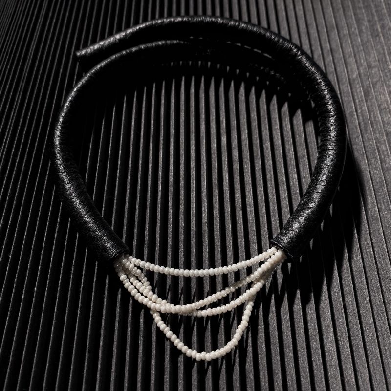 Leather Choker With Beads image
