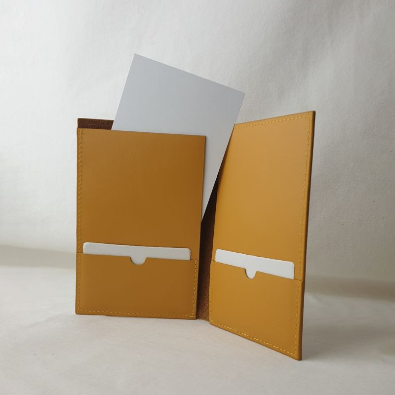 Handmade Leather Passport Cover - Amber Yellow image