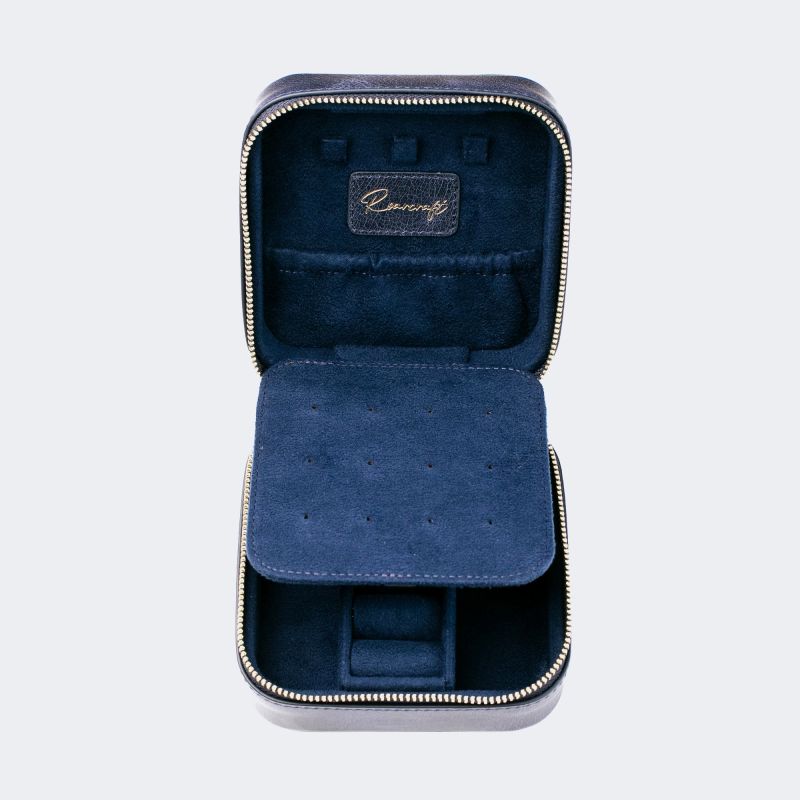 Leather Travel Jewelry Case - Blue image