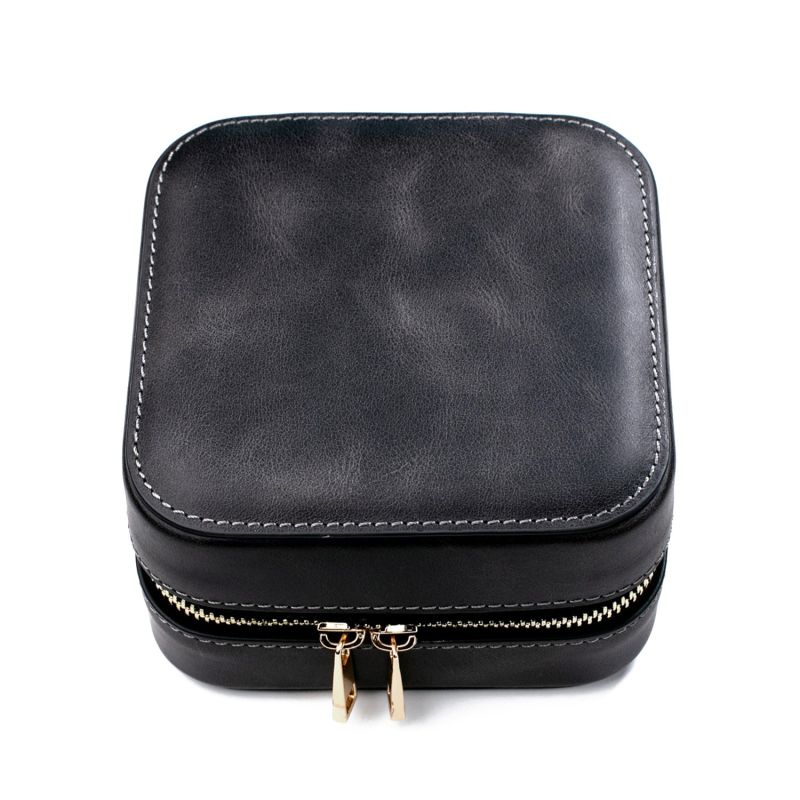 Leather Travel Jewelry Case - Coal image