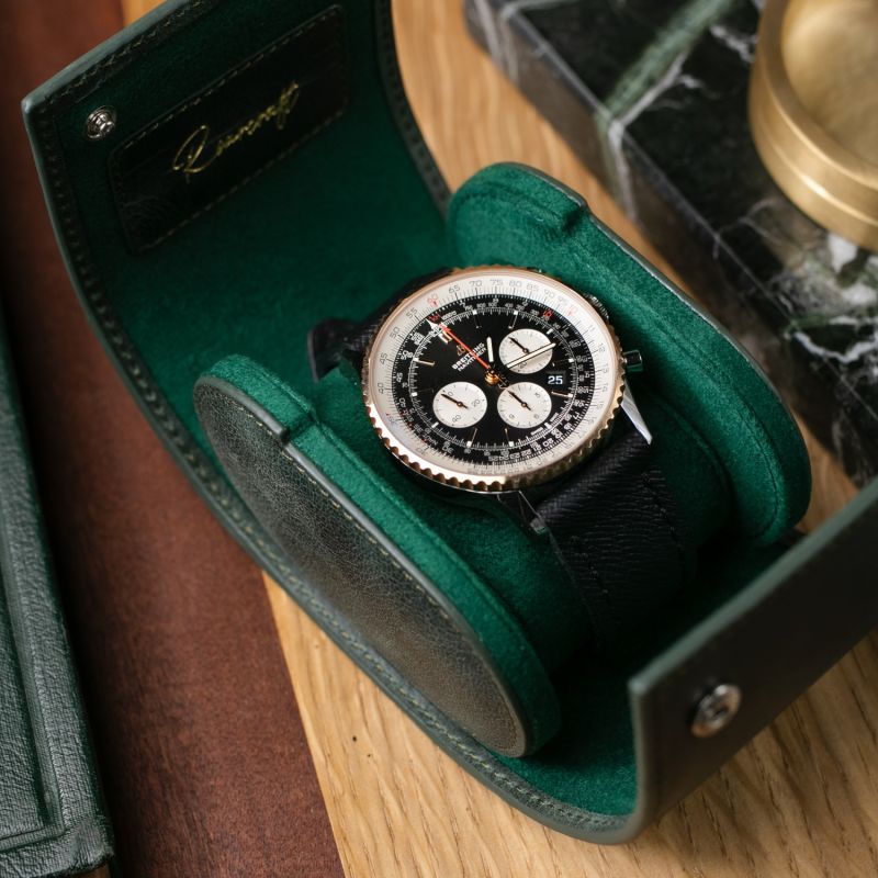 Leather Travel Watch Case - Emerald - Single Watch Roll image