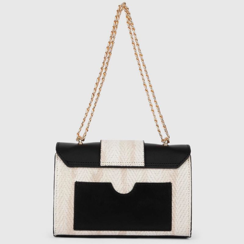 Lefke Cream-Black Leather Women's Shoulder Bag image