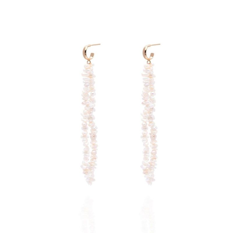 Leona Keshi Pearl Gold Drop Earrings image