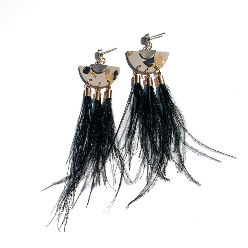 Leopard Feather Tassel Earrings image