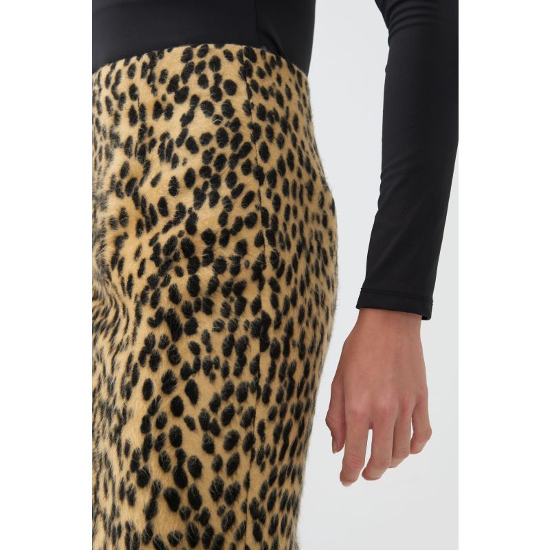 Leopard Print Pencil Skirt NOCTURNE Wolf Badger