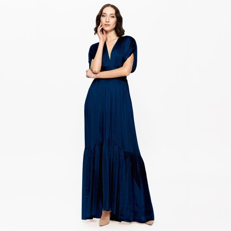Lerena Chiffon Evening Gown Navy Blue | Angelika Jozefczyk | Wolf & Badger