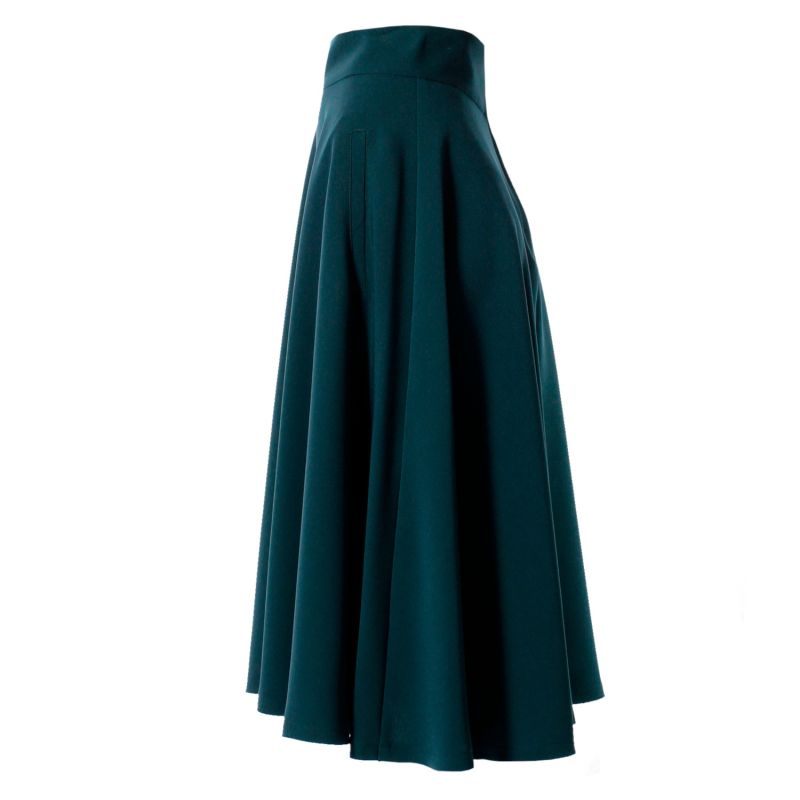 Lesly Deep Green A Line Midi Skirt | VIKIGLOW | Wolf & Badger