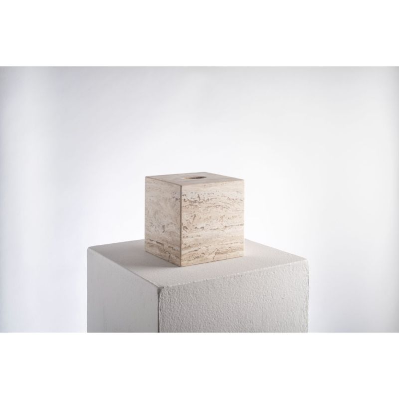 Less Is More Tissue Box - Travertine Marble image