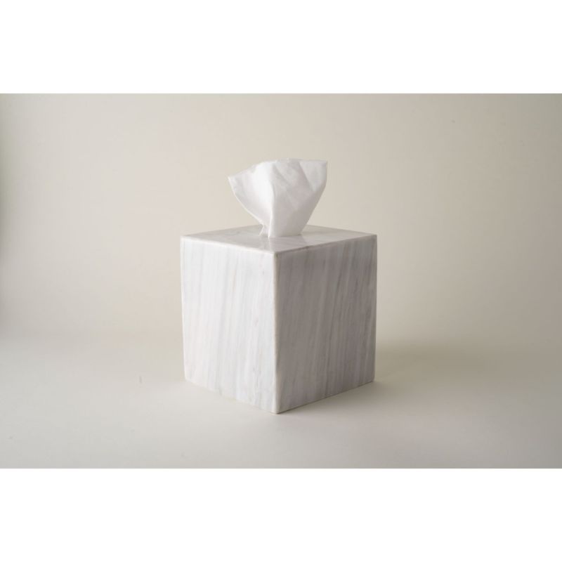 Less Is More Tissue Box - White Marble image