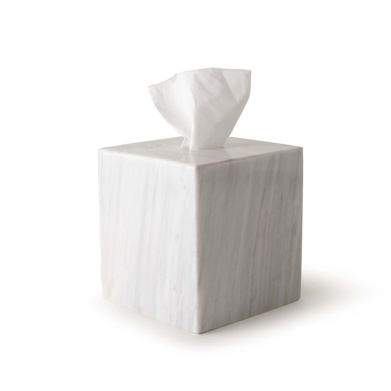 Less Is More Tissue Box Marble - White image