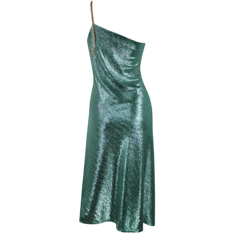 Level Headed Green Metallic Dress image