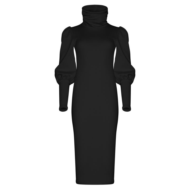 Organic Fleece Turtleneck Brynja Dress Black image