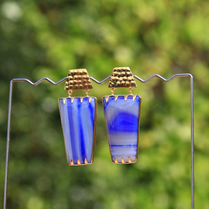 Blue Lavender Determination Gold Gemstone Earrings image