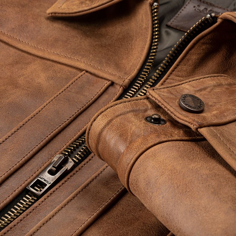 Yellowstone Work Leather Jacket - Brown image