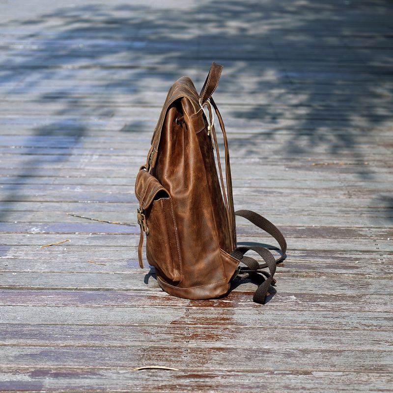 Military Style Leather Backpack image