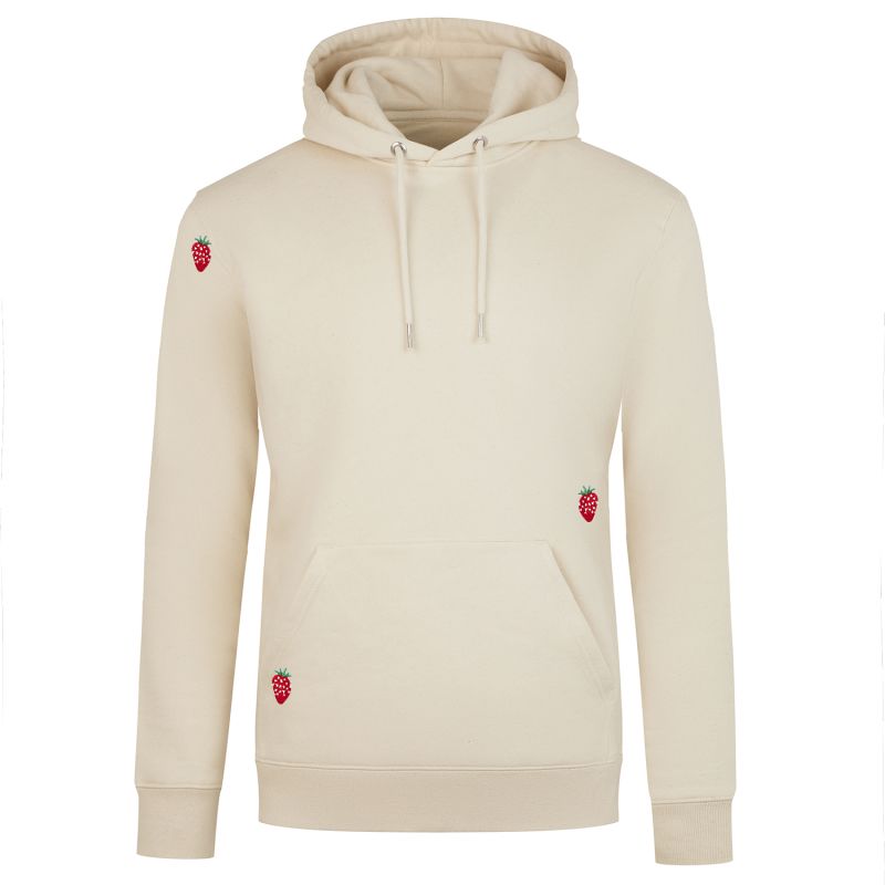 Strawberry Embroidered Hoodie Ecru Women image