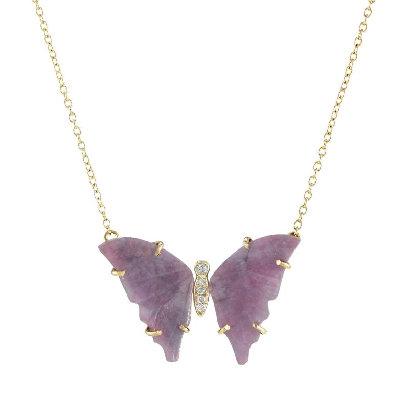 Purple Paraiba Tourmaline Butterfly Necklace With Diamonds image