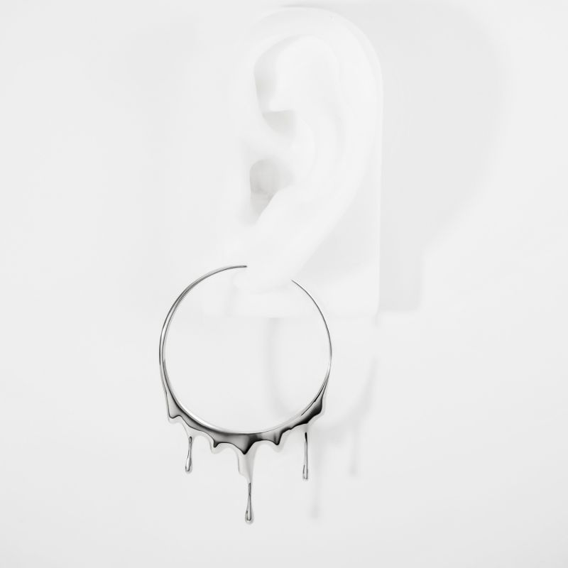 Dripping Circular L Sterling Silver Earrings image